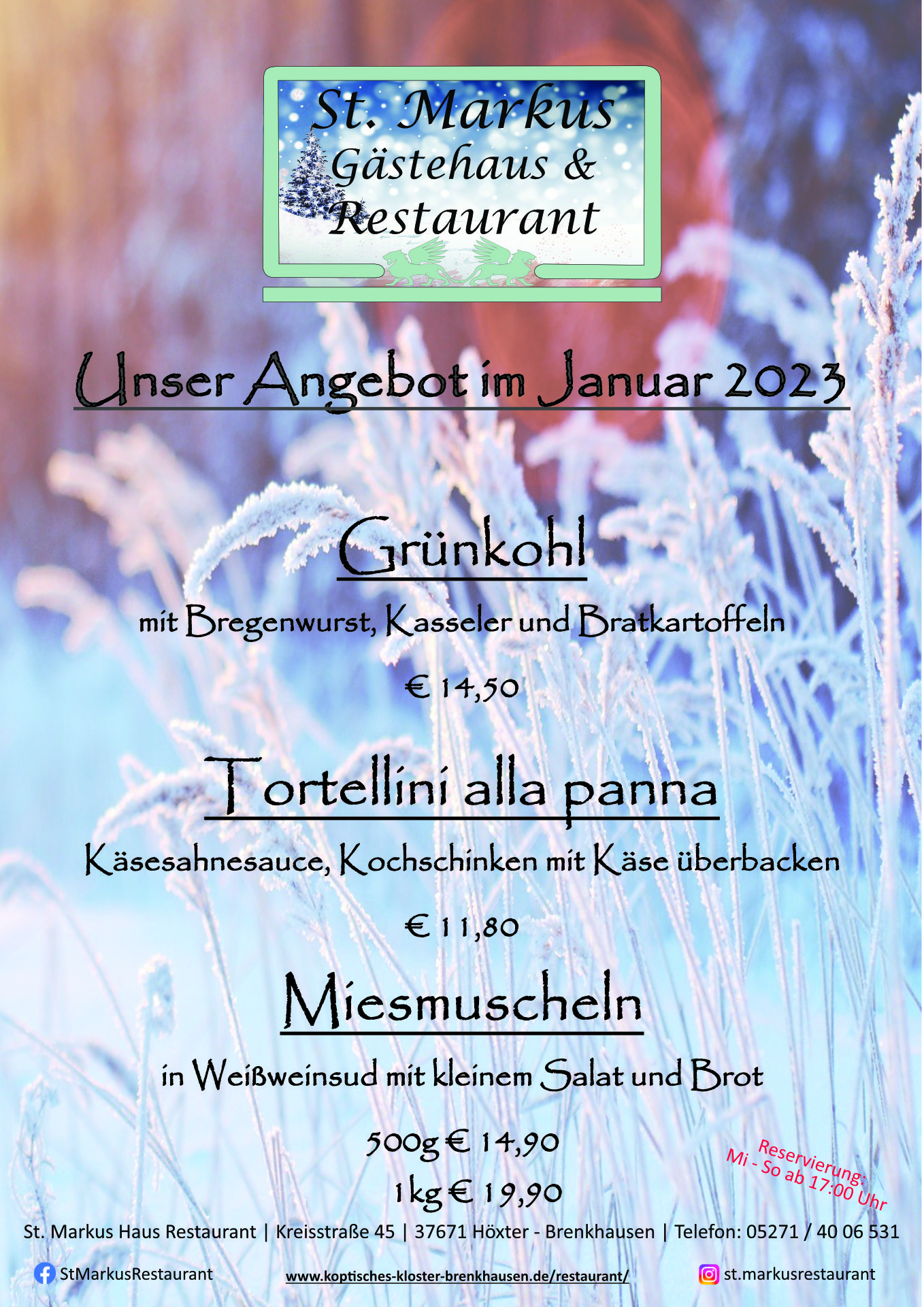 St. Markus Restaurant-Angebot im Januar 2023