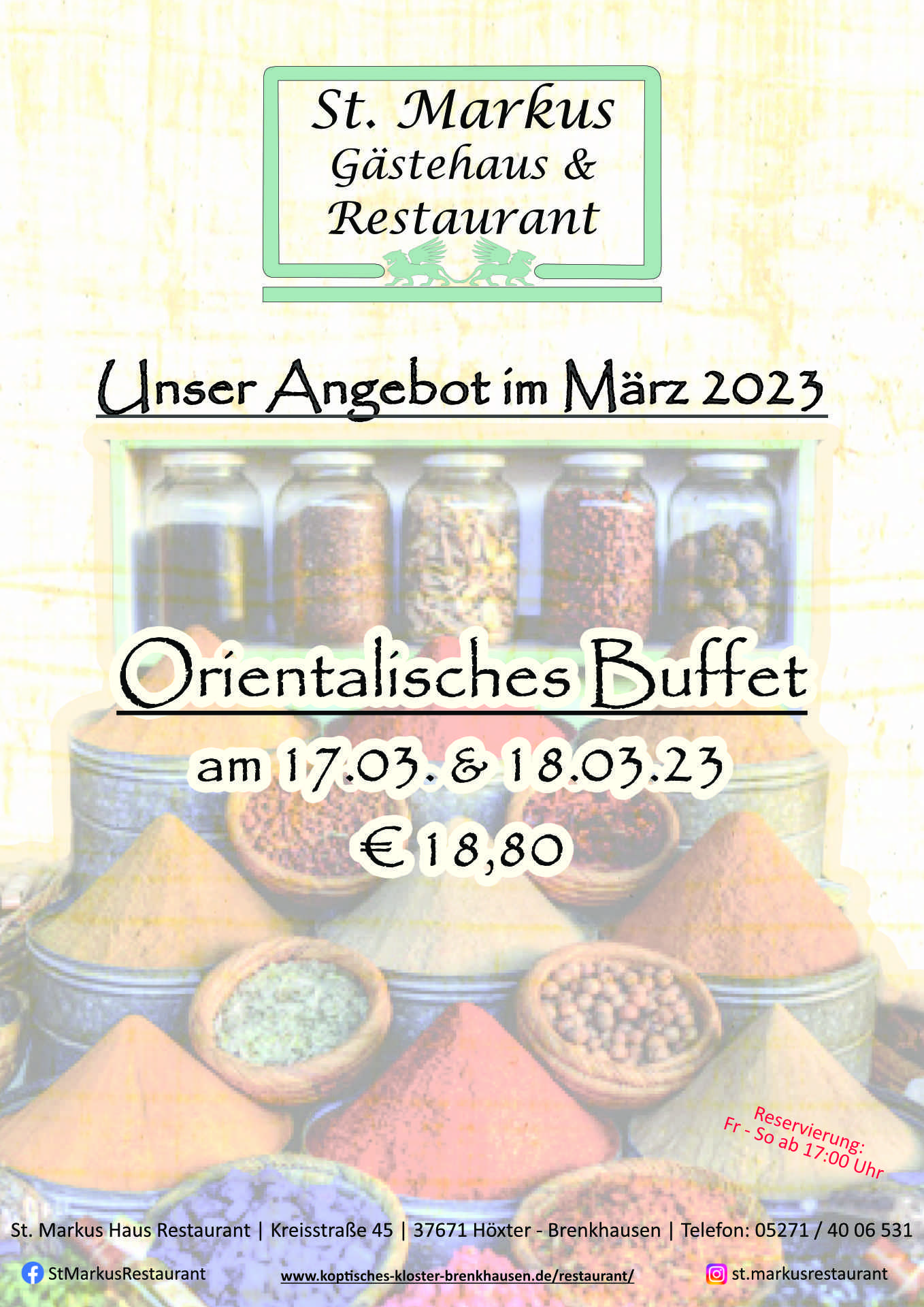 St. Markus Restaurant-Angebot im März 2023