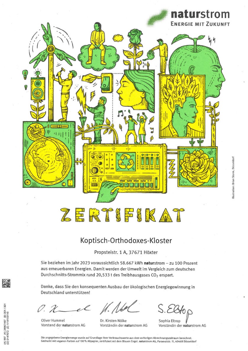 Koptisches Kloster Höxter Brenkhausen Zertifikate NaturStrom